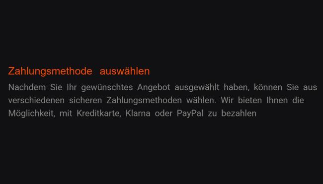 3. Zahlungsoption auswählen: Nachdem Sie das ausgewähltes Angebot ausgewählt verfügen, dürfen Sie unter diversen vertrauenswürdigen Zahlungsmethoden auswählen. Zu zahlen mit Kartenkredit, Klarna-Zahlung oder PayPal-Zahlung ist erlaubt durch unsere Erbringung.